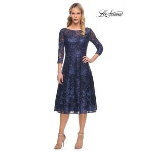 NWT La Femme Midi Lace Sequin Dress - size 16